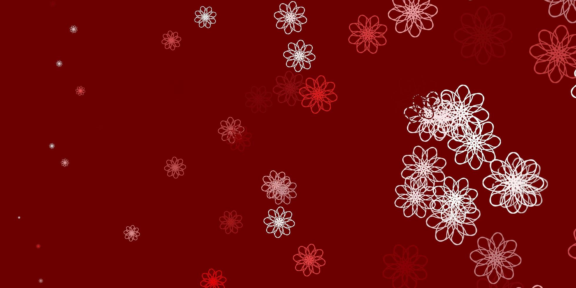 plantilla de doodle de vector rojo claro con flores.