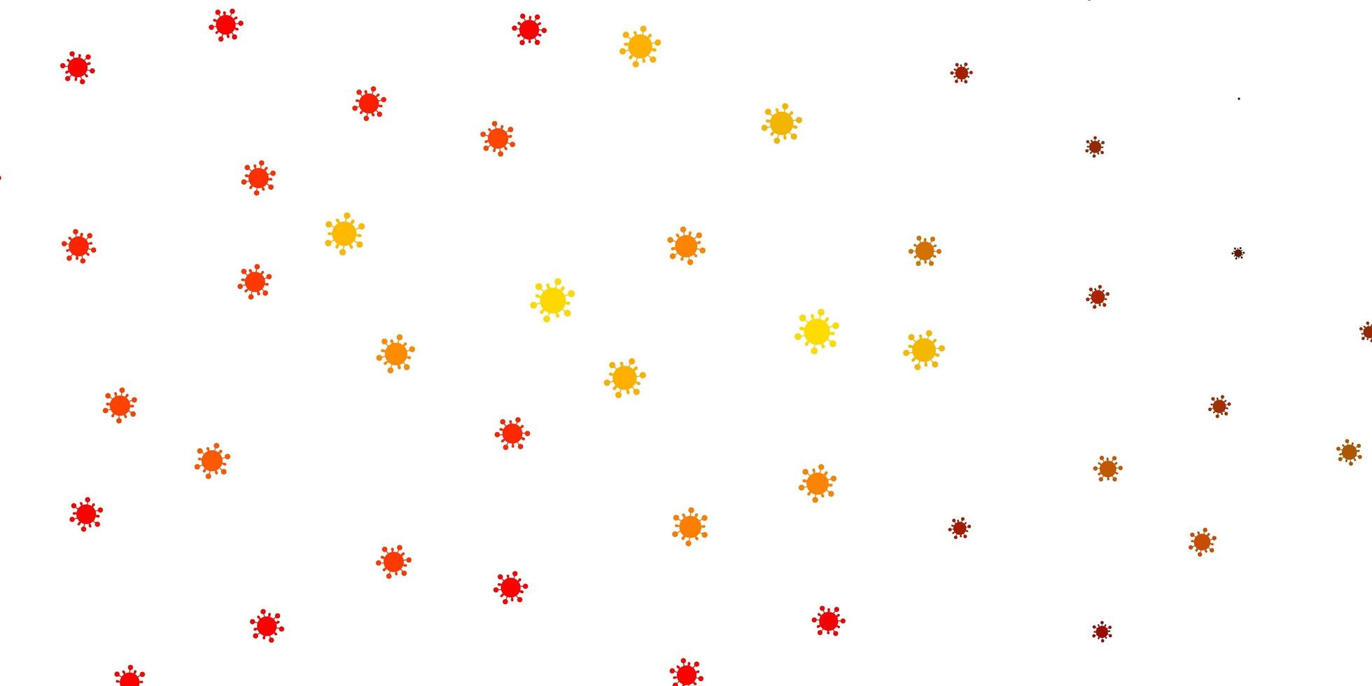 Light red, yellow vector pattern with coronavirus elements