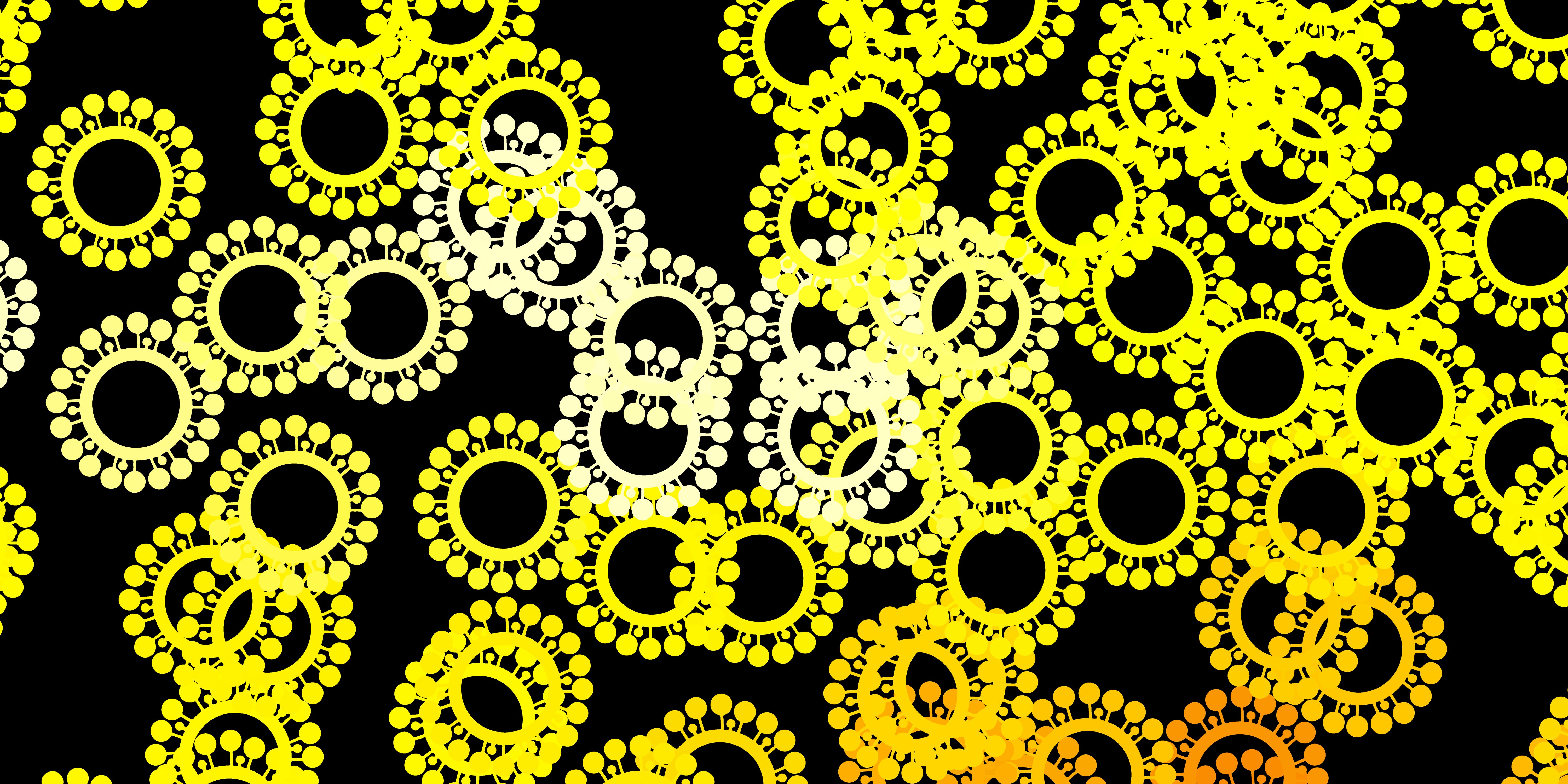 Dark yellow vector backdrop with virus symbols. 1843197 Vector Art at