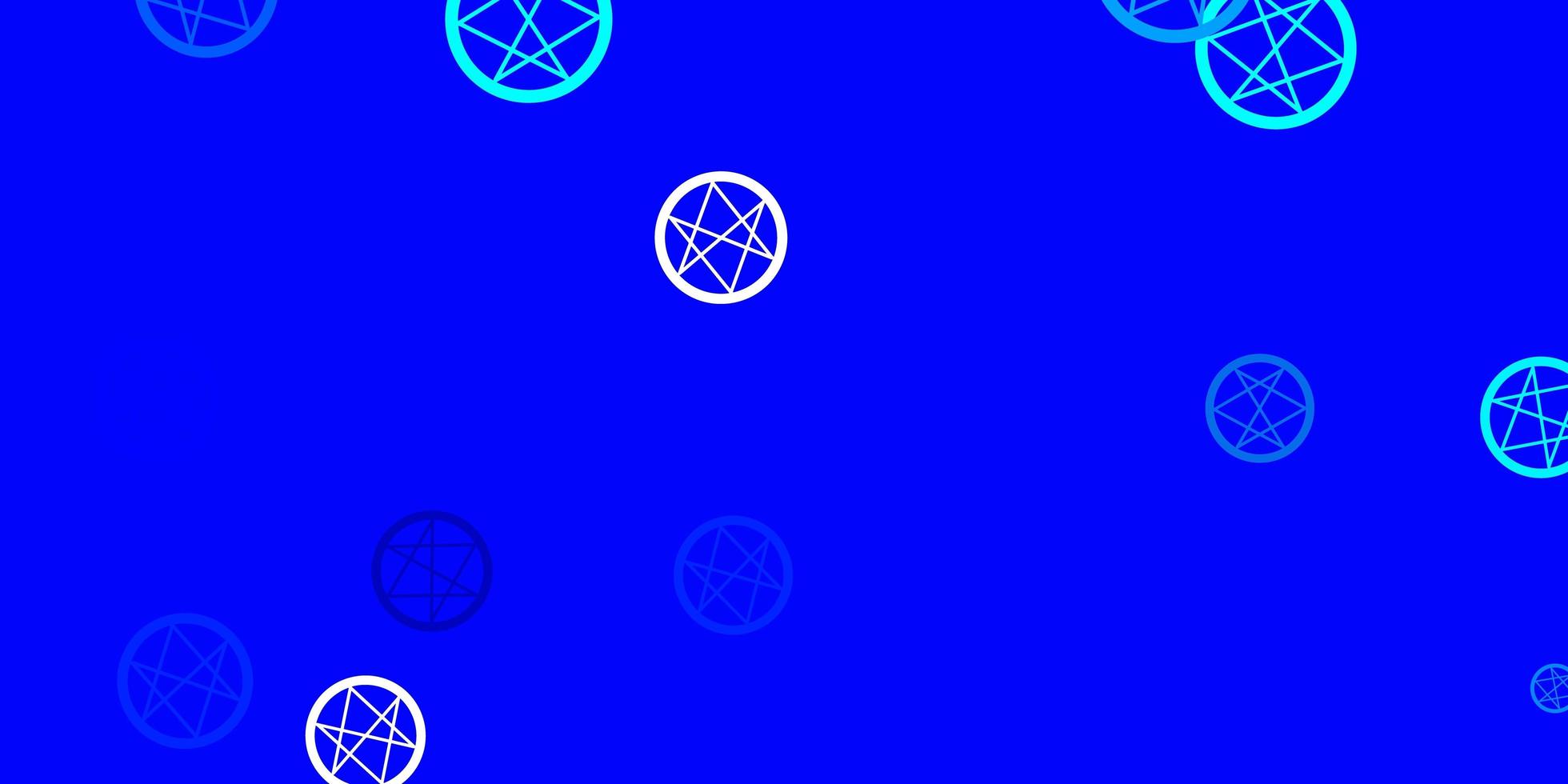 Light BLUE vector background with occult symbols.