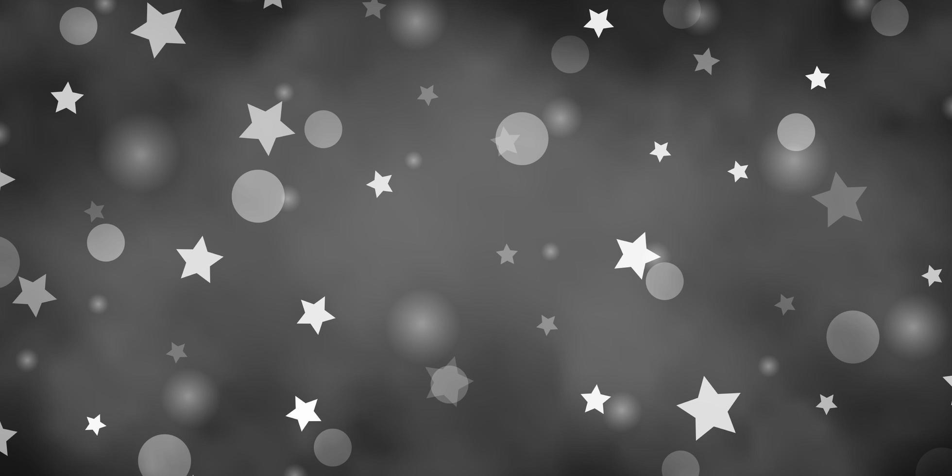 textura de vector gris claro con círculos, estrellas.