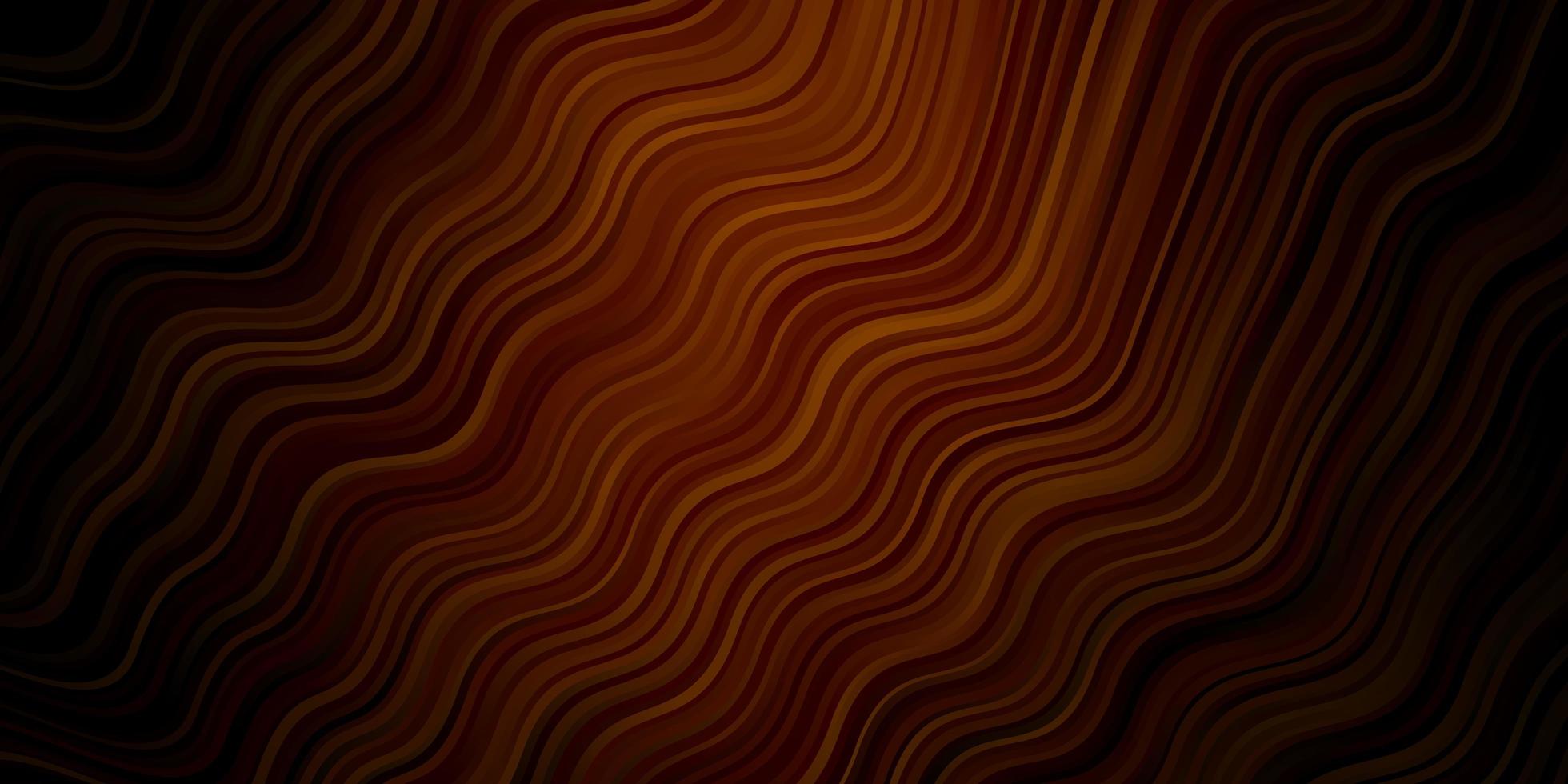 Dark Orange vector background with curved lines.