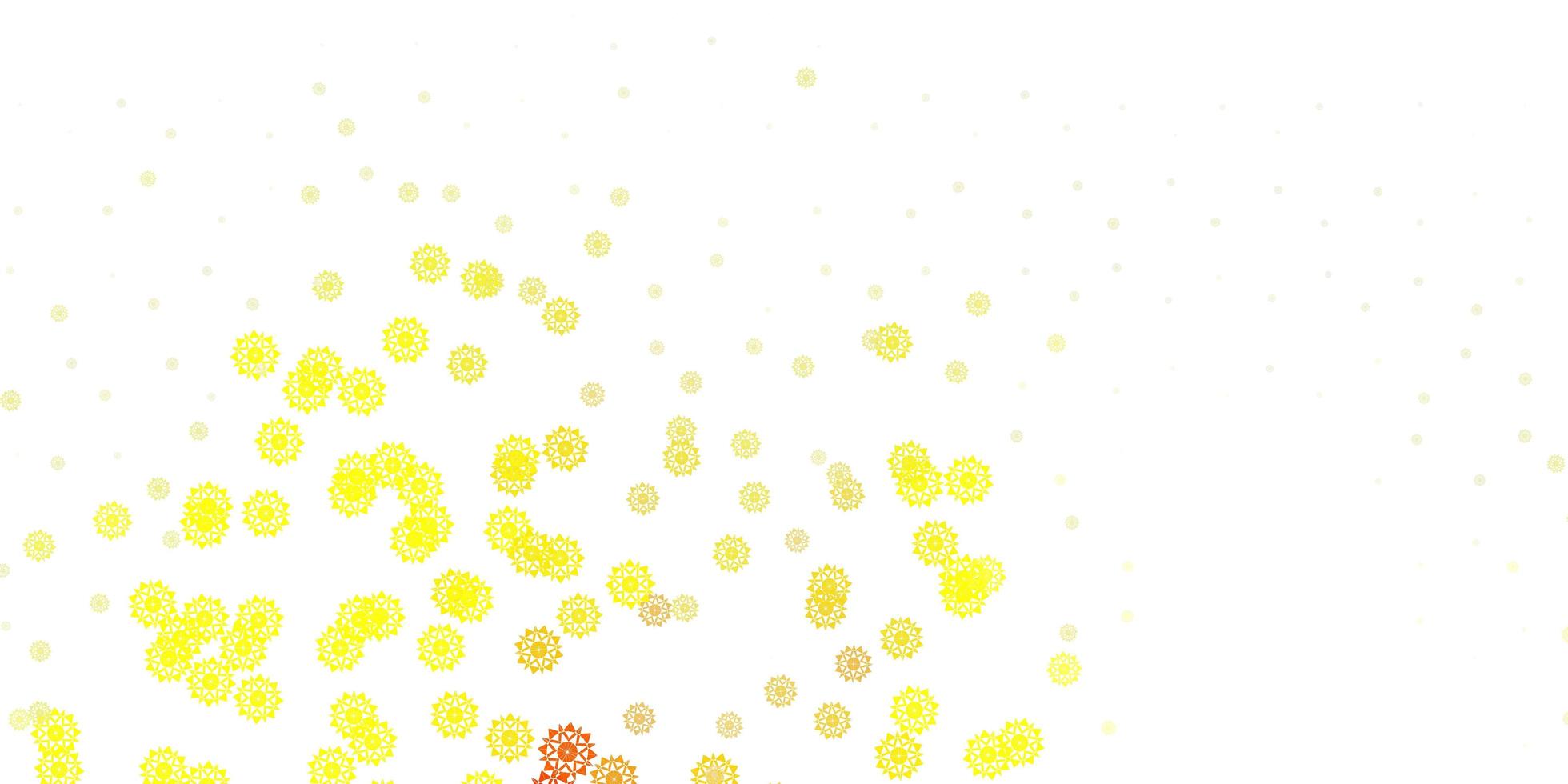 Light red, yellow vector background with christmas snowflakes.