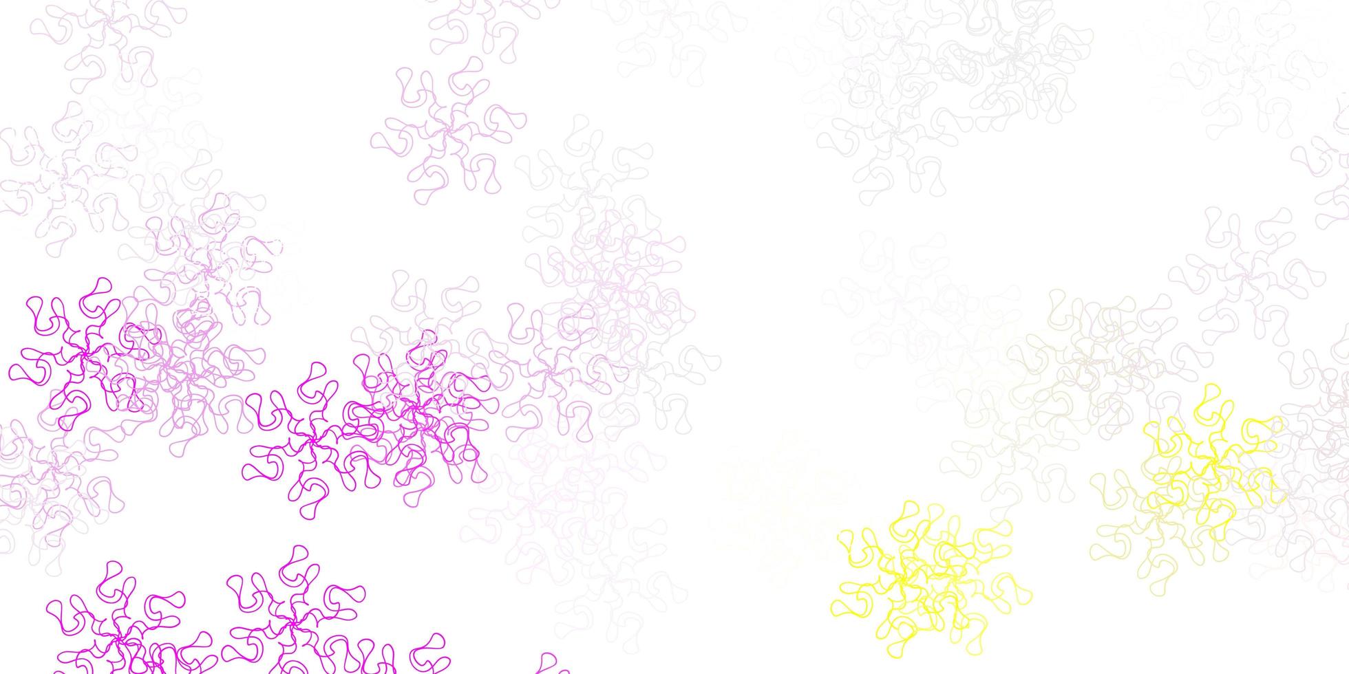 Telón de fondo natural de vector rosa claro, amarillo con flores.