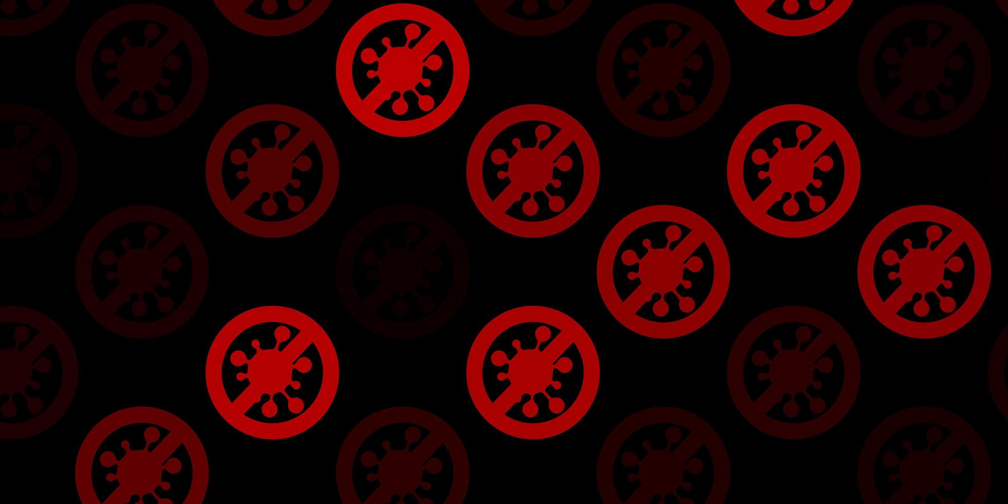 textura de vector rojo oscuro con símbolos de enfermedades.