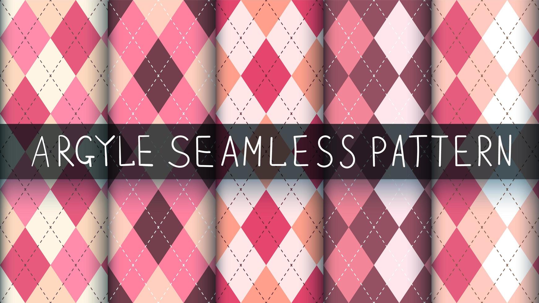 Seamless tartan, argyle, and plaid pink pattern set vector