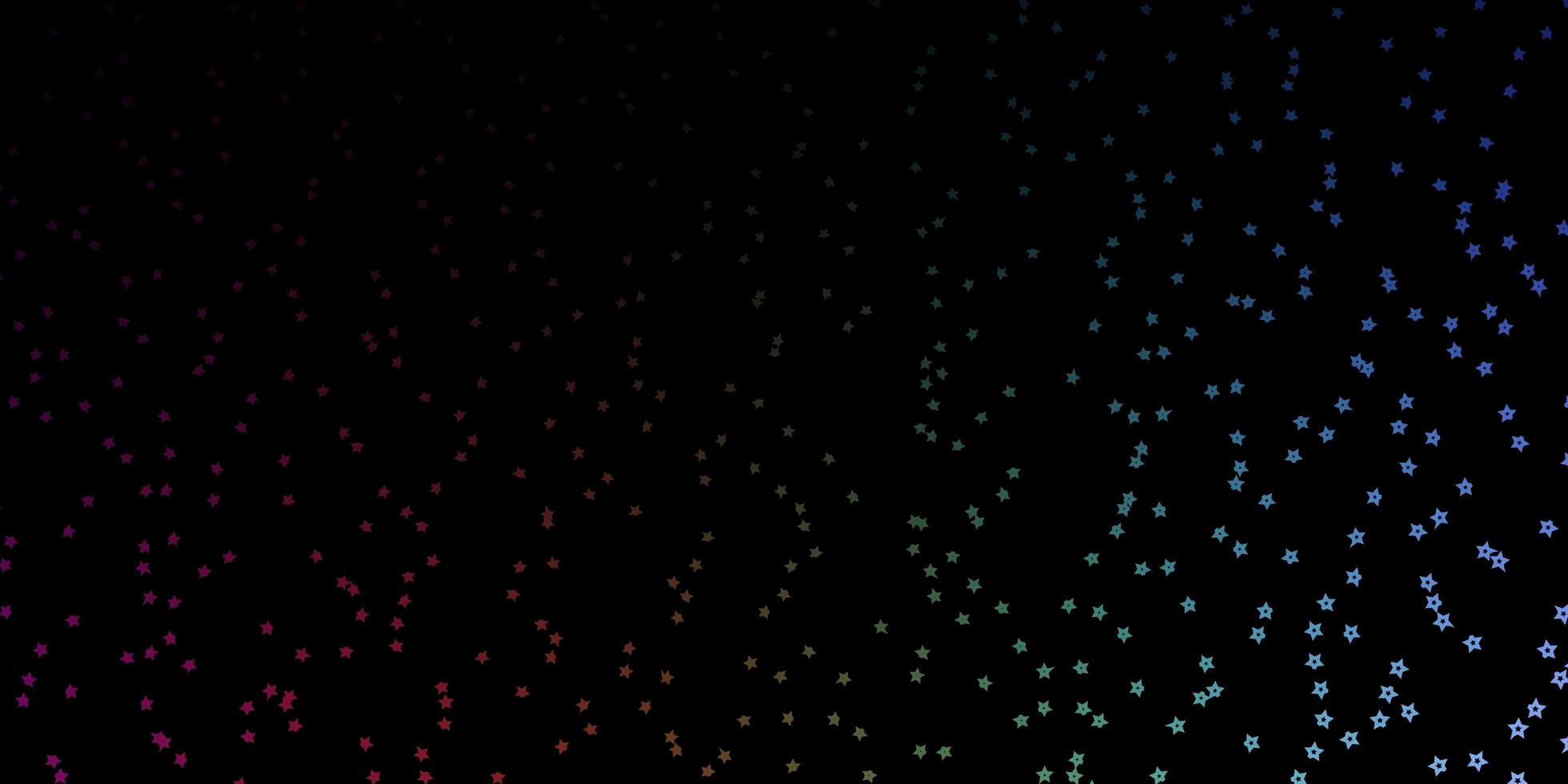 Fondo de vector multicolor oscuro con estrellas de colores.