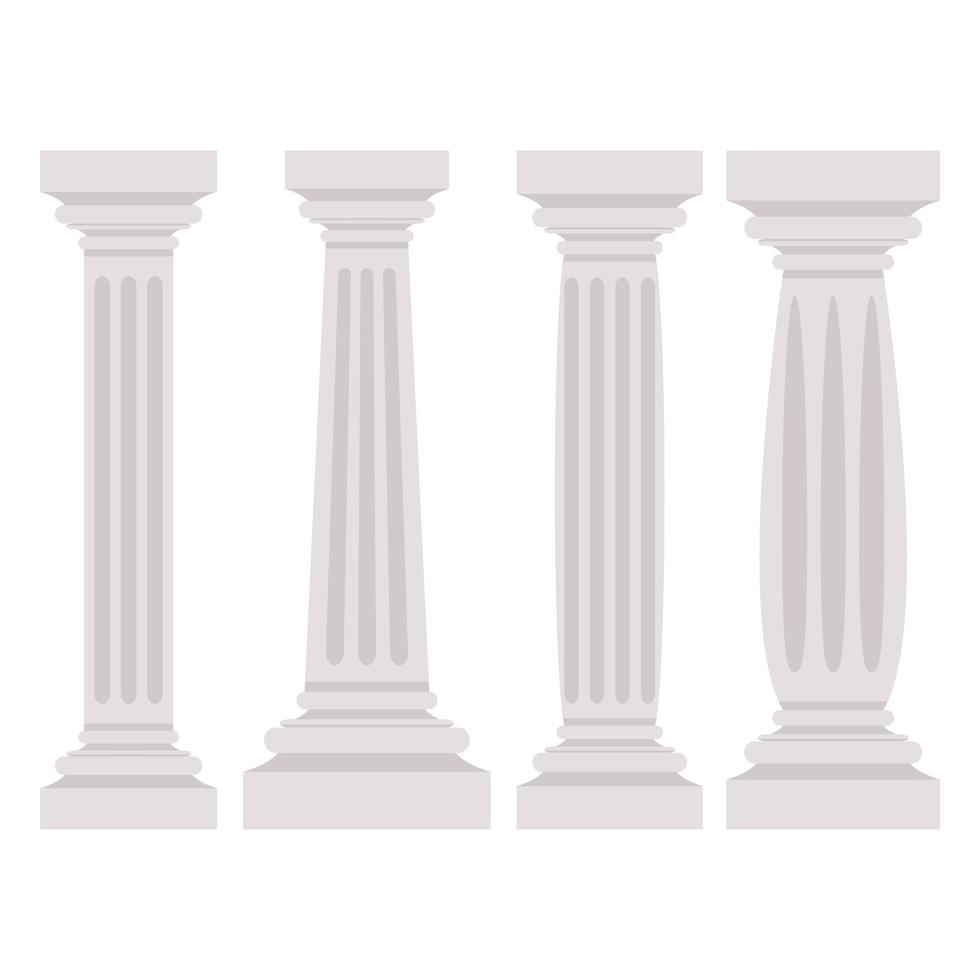 Antique columns vector design illustration isolated on white background