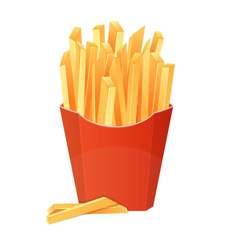 Ilustración de diseño de vector de papas fritas aislado sobre fondo blanco