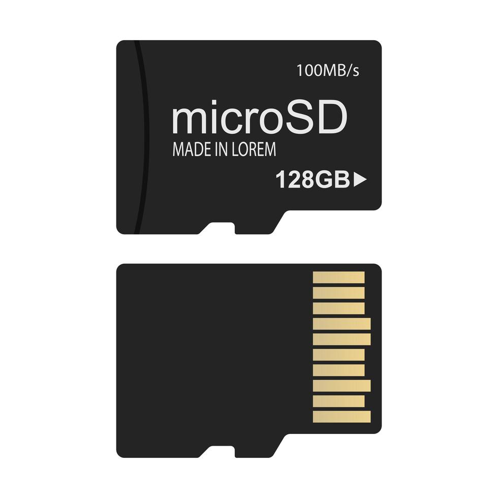 Ilustración de diseño de vector de tarjeta micro sd aislado sobre fondo blanco