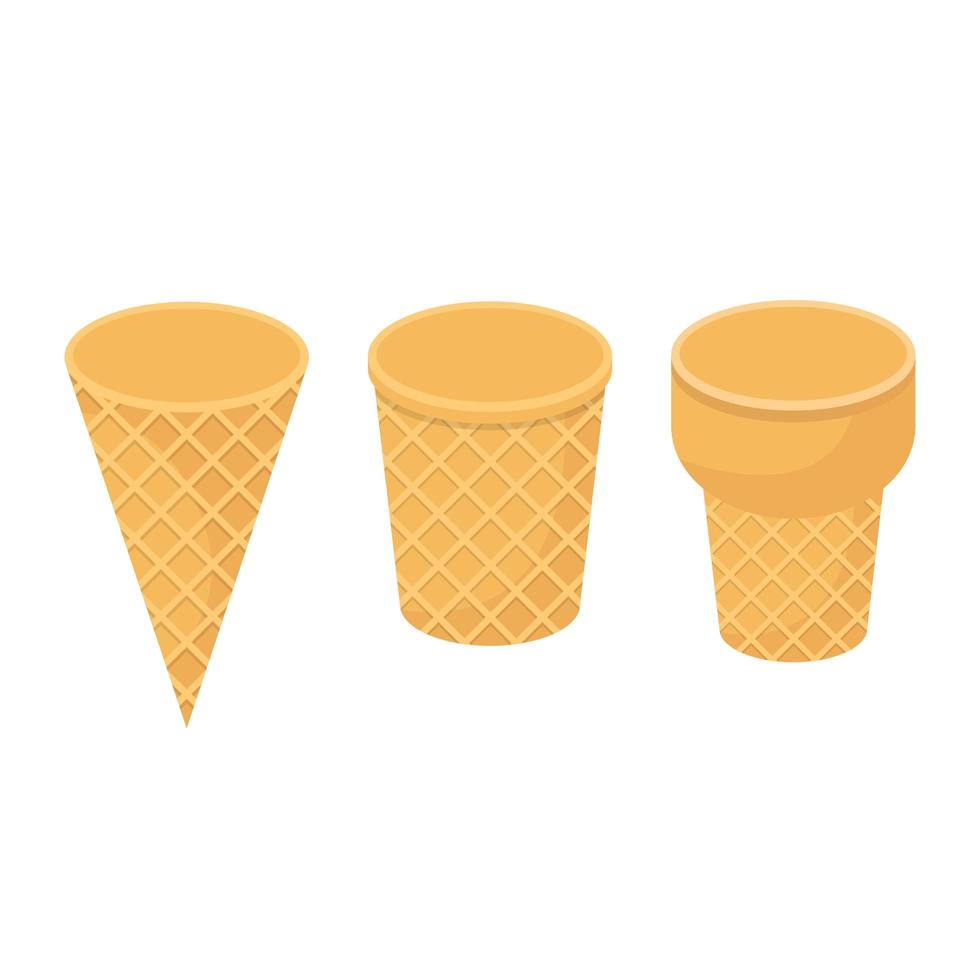 Ilustración de diseño de vector de cono de helado aislado sobre fondo blanco