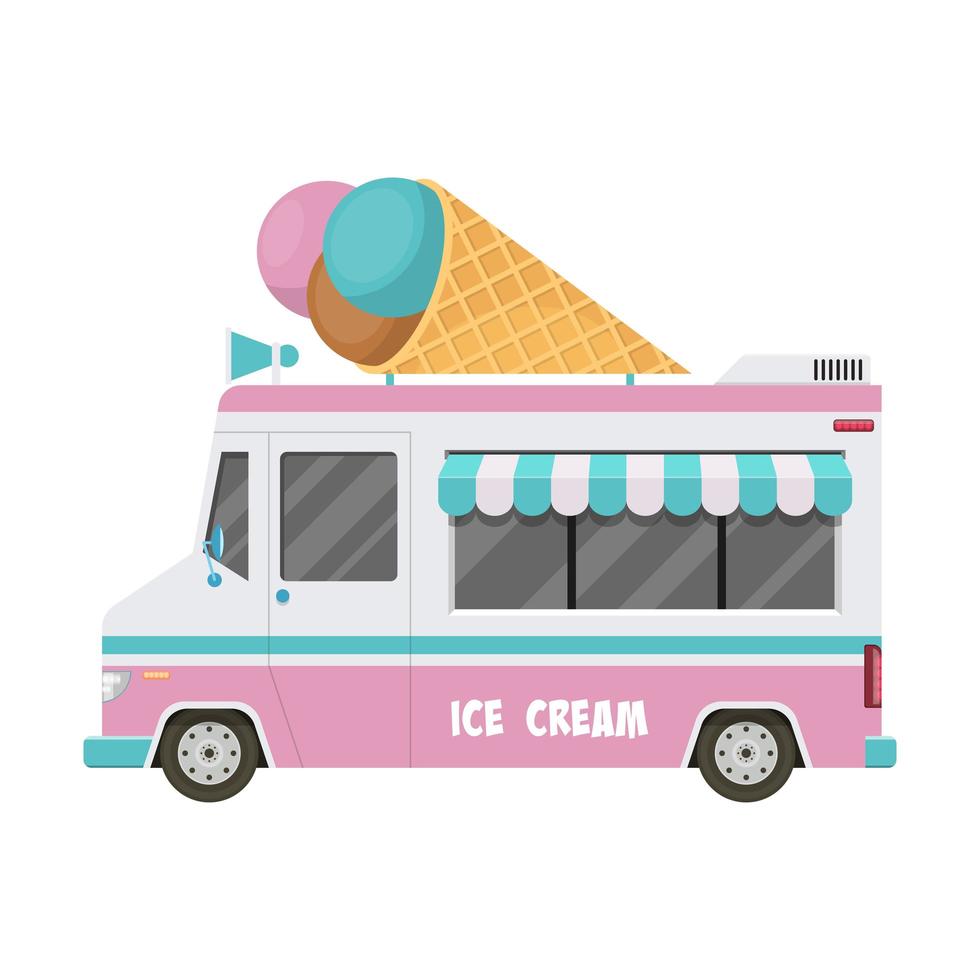 Ice cream car vector design illustration isolated on white background