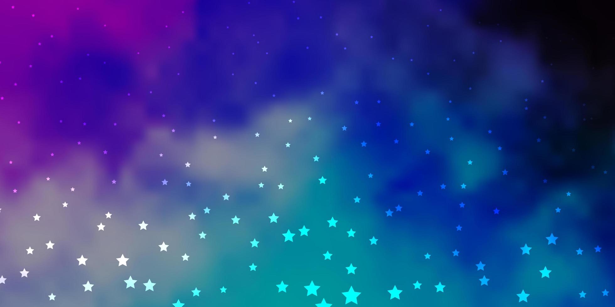 Dark Pink, Blue vector background with small and big stars.