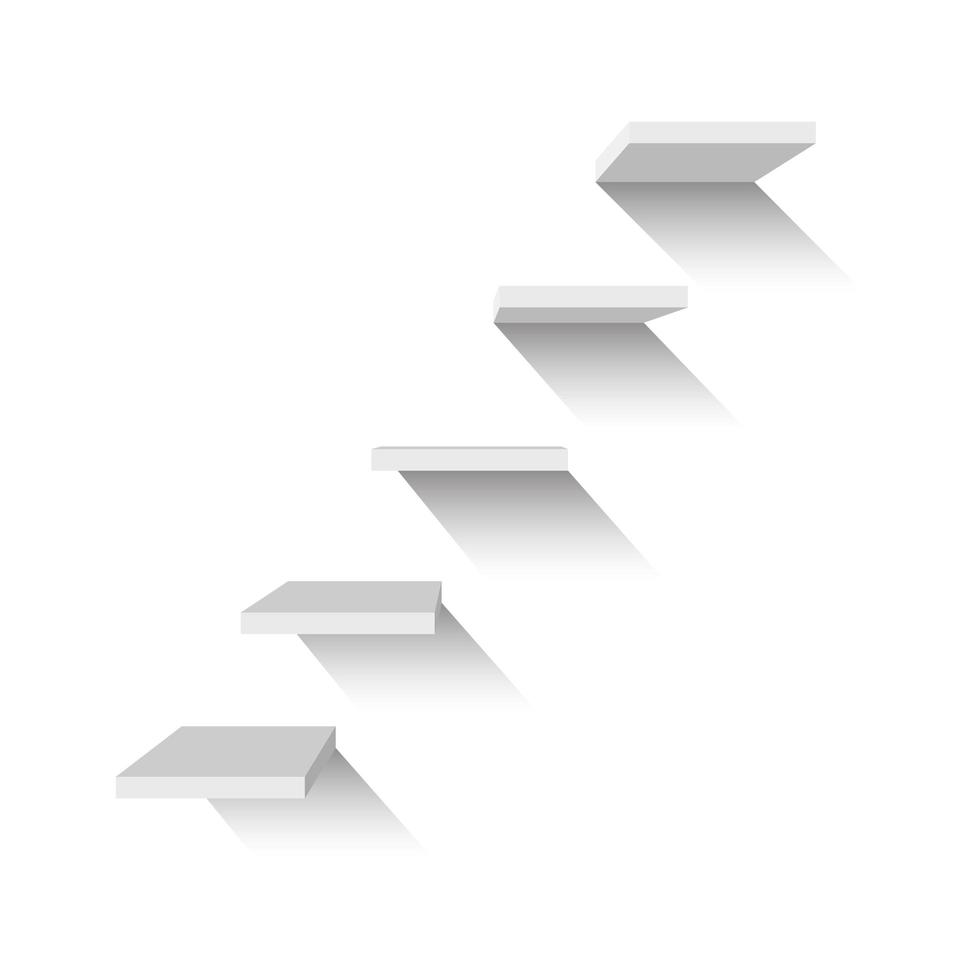 Ilustración de diseño de vector de escaleras 3d suspendidas aislado sobre fondo blanco