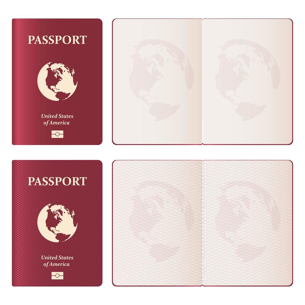 Ilustración de diseño de vector de pasaporte realista aislado sobre fondo blanco