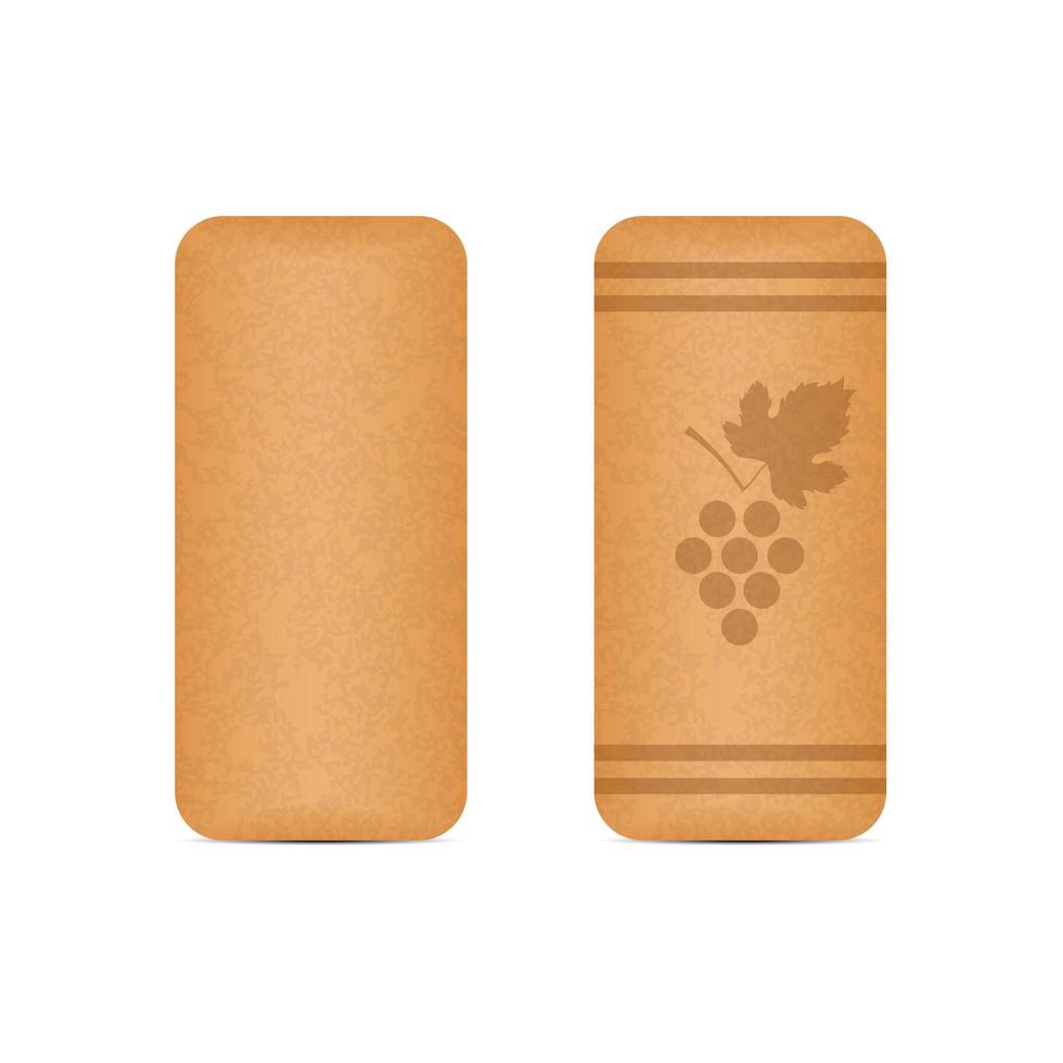 Corcho de madera para vino ilustración de diseño vectorial aislado sobre fondo blanco. vector