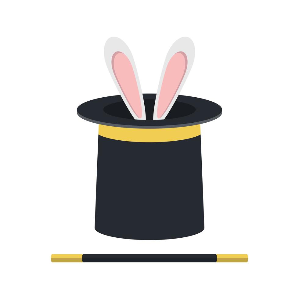 Magic hat with rabbit vector design illustration isolated on white background