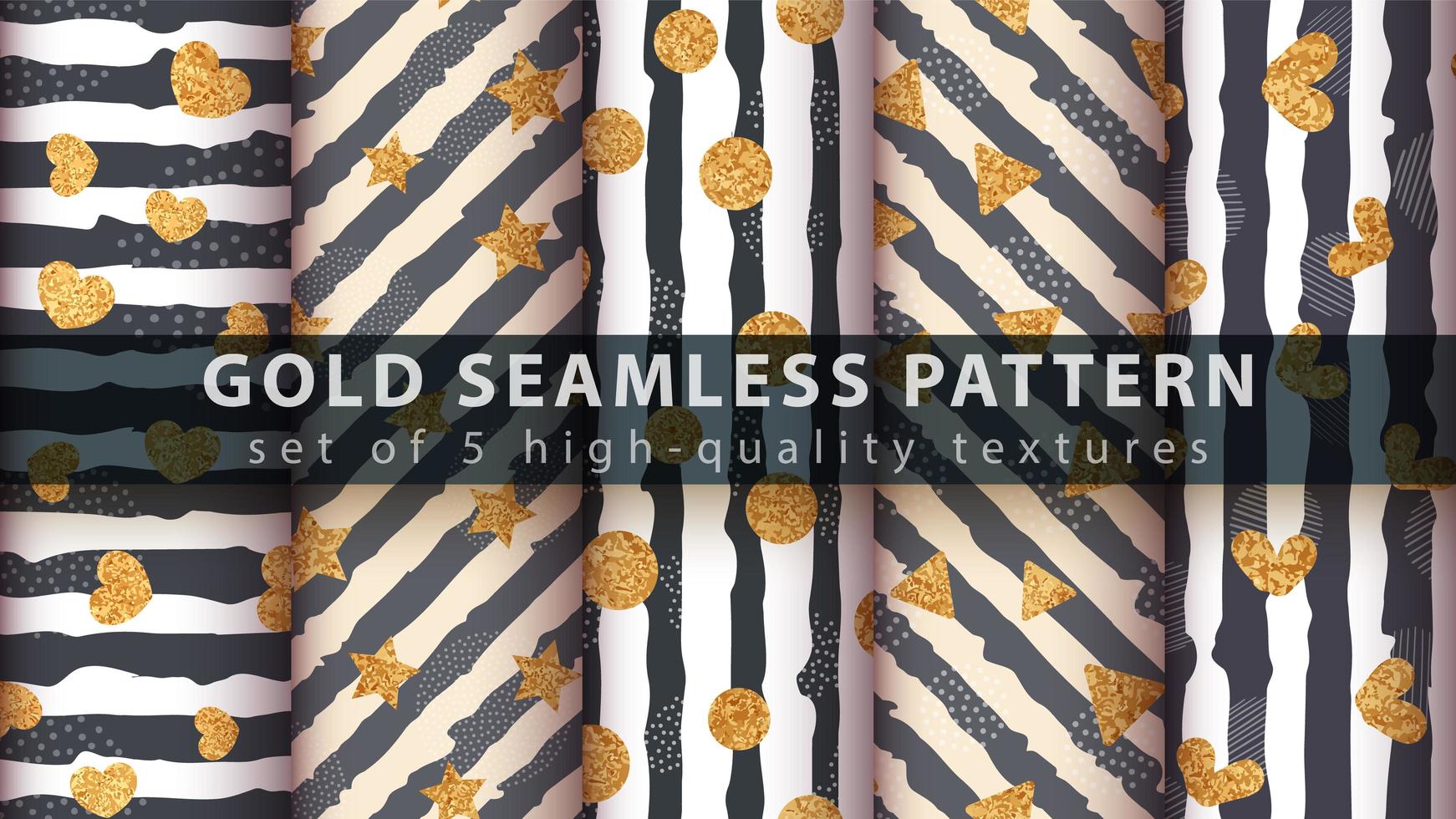 Gold modern glitter seamless pattern set vector