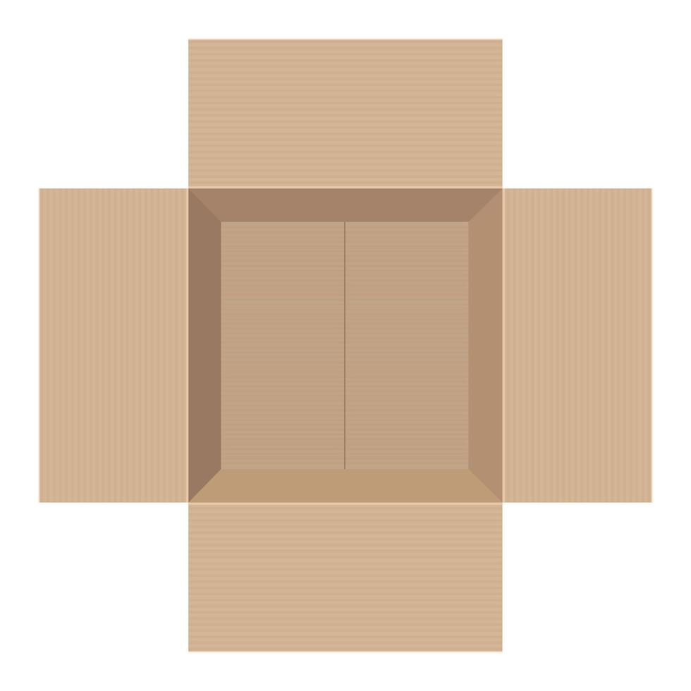 Ilustración de diseño de vector de vista superior de caja de cartón aislado sobre fondo blanco