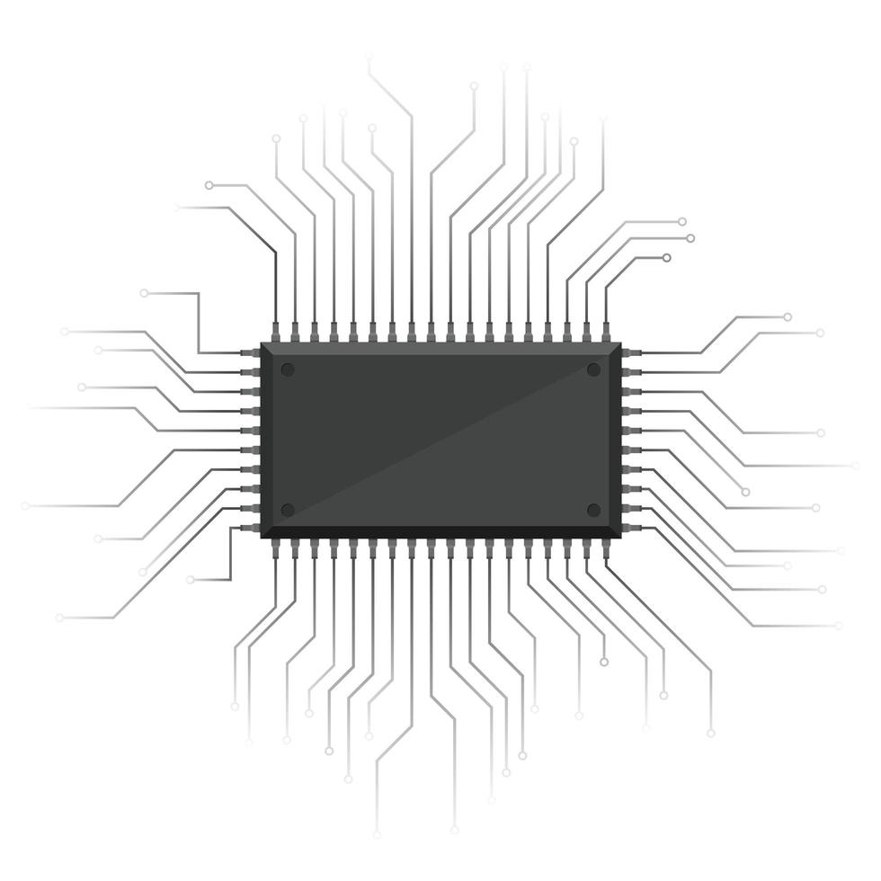 Ilustración de diseño de vector de chip de computadora aislado sobre fondo blanco