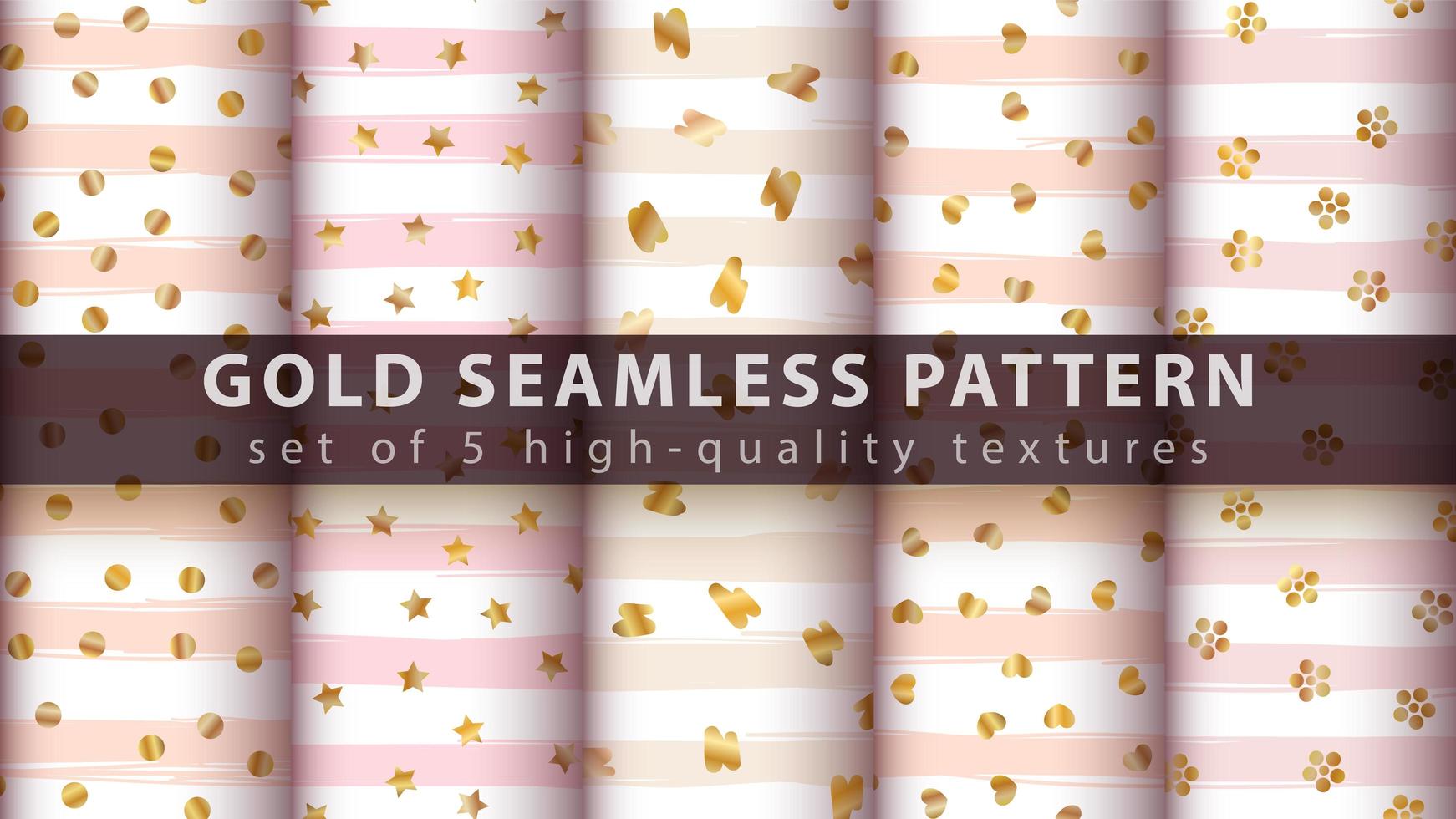 Gold princess glitter seamless pattern set vector