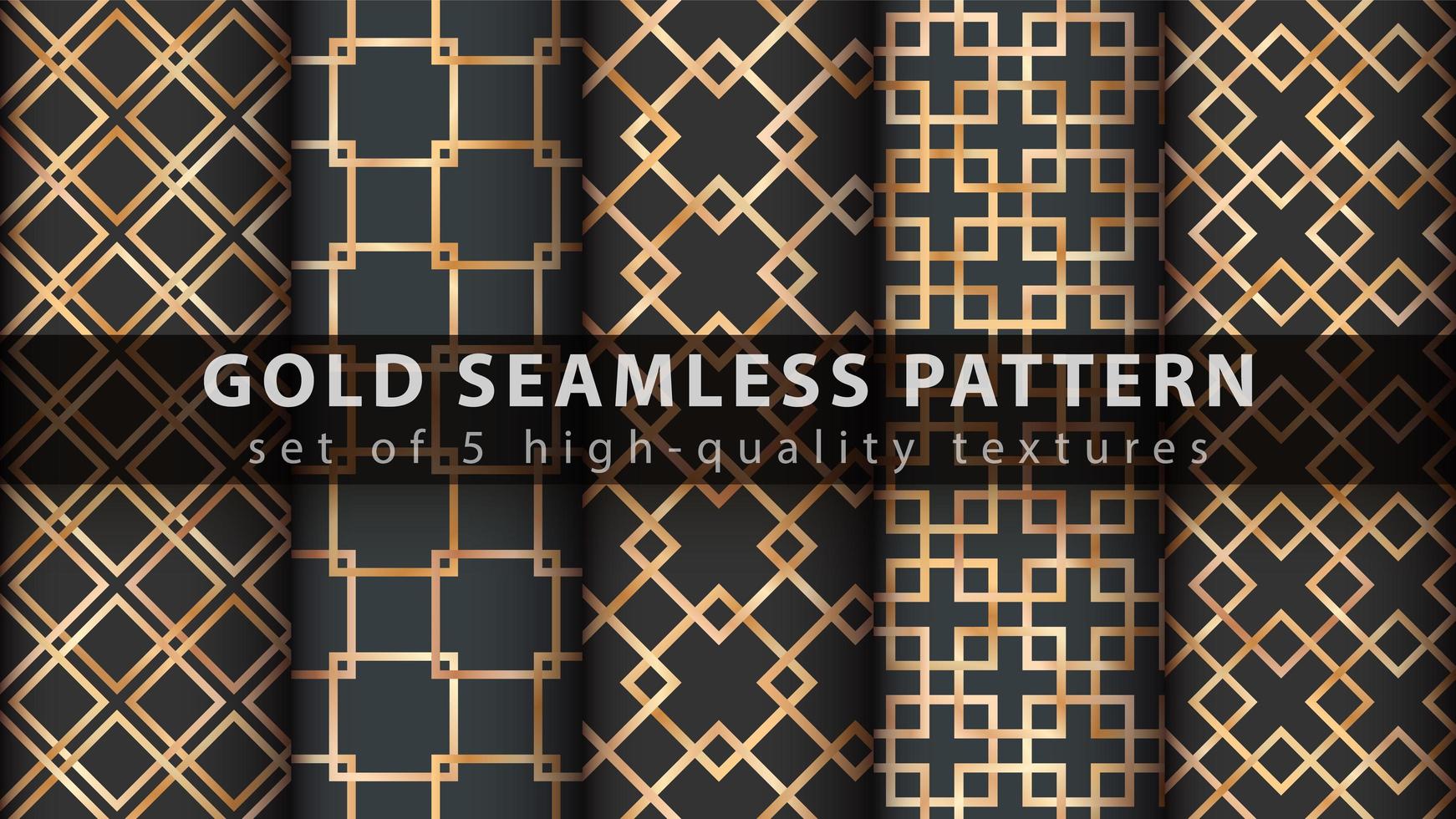 Gold geometric glitter seamless pattern set vector