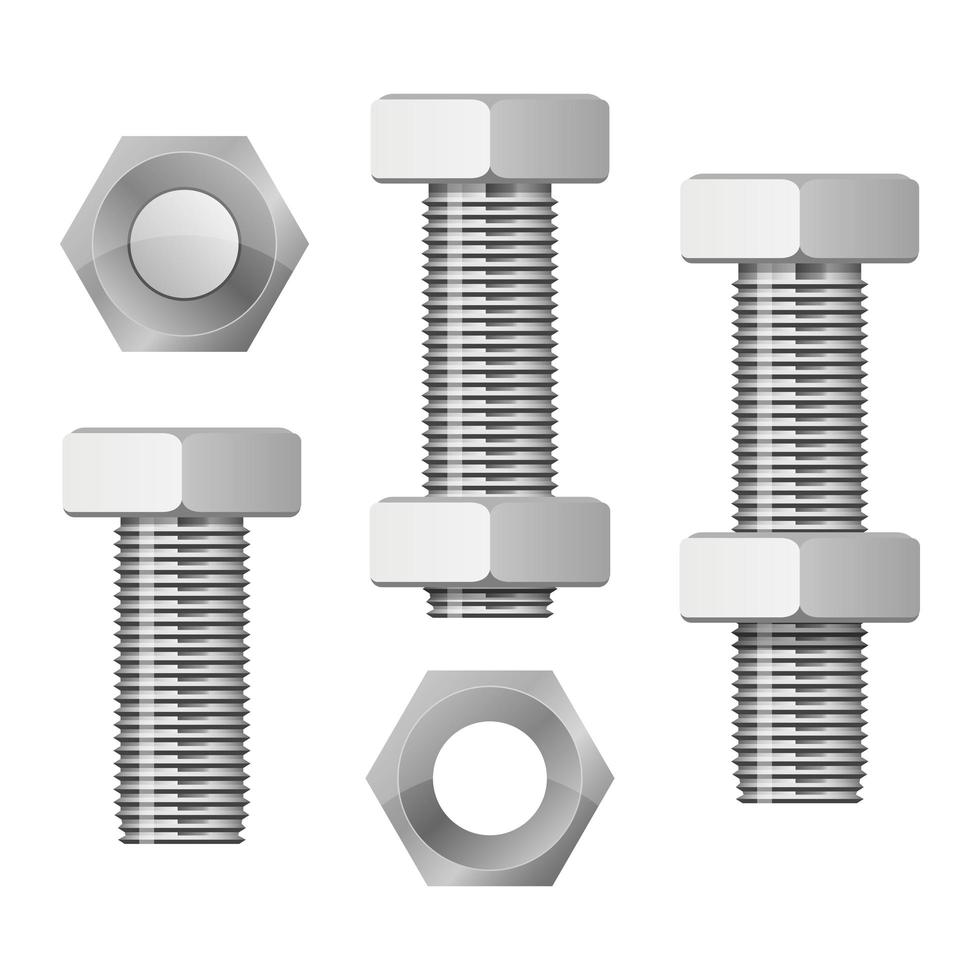 Ilustración de diseño de vector de perno hexagonal aislado sobre fondo blanco