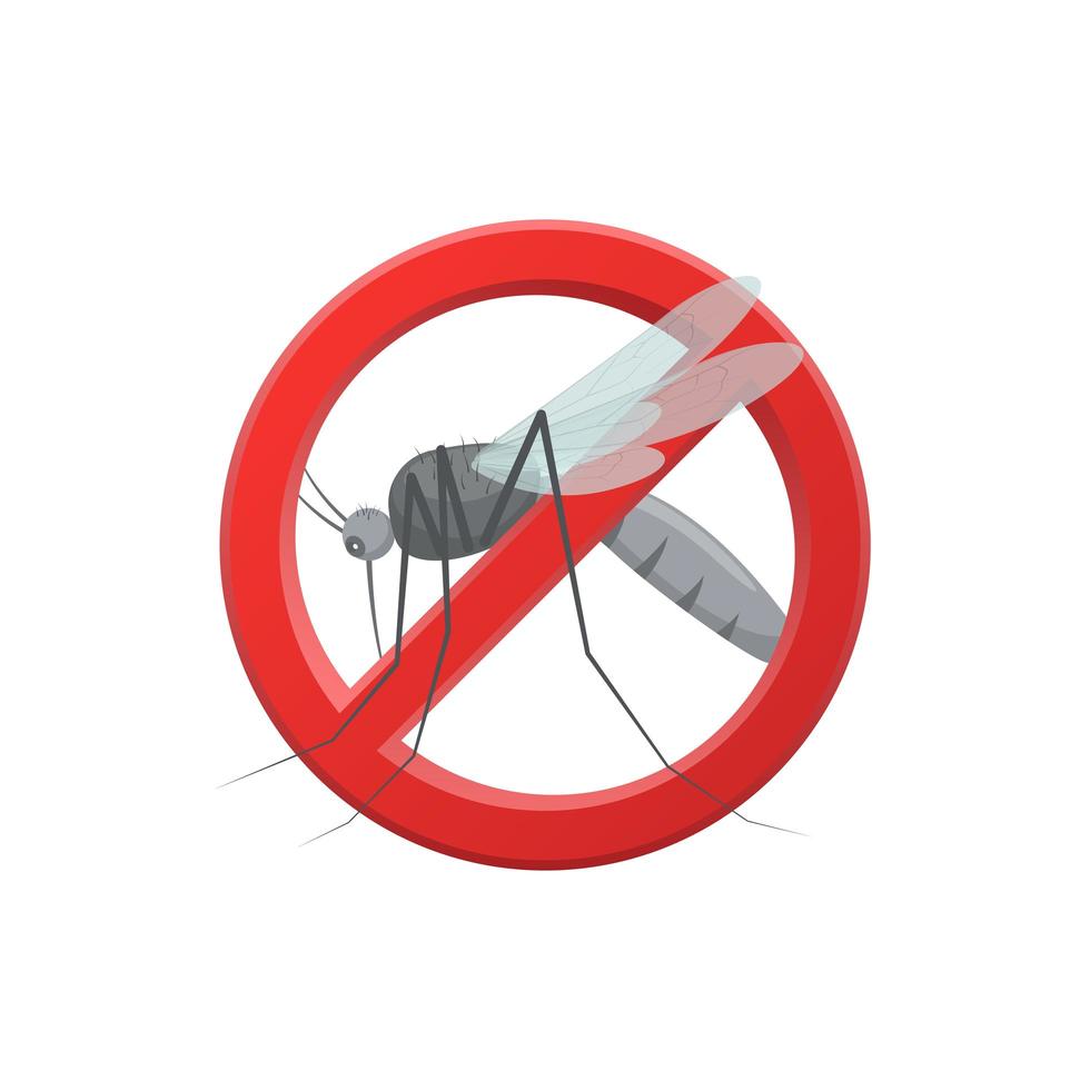 Ilustración de diseño de vector de señal de parada de mosquito aislado sobre fondo blanco