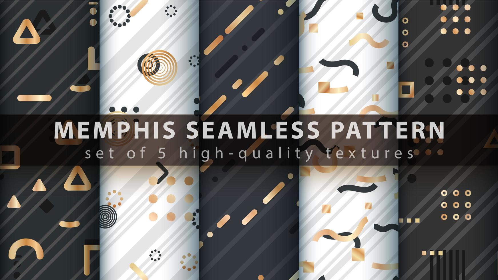 Memphis style seamless pattern background set vector