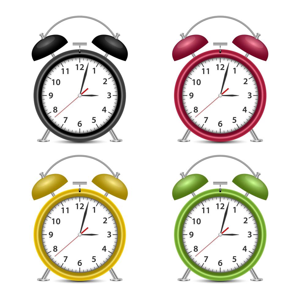 Ilustración de diseño de vector de reloj de alarma aislado sobre fondo blanco