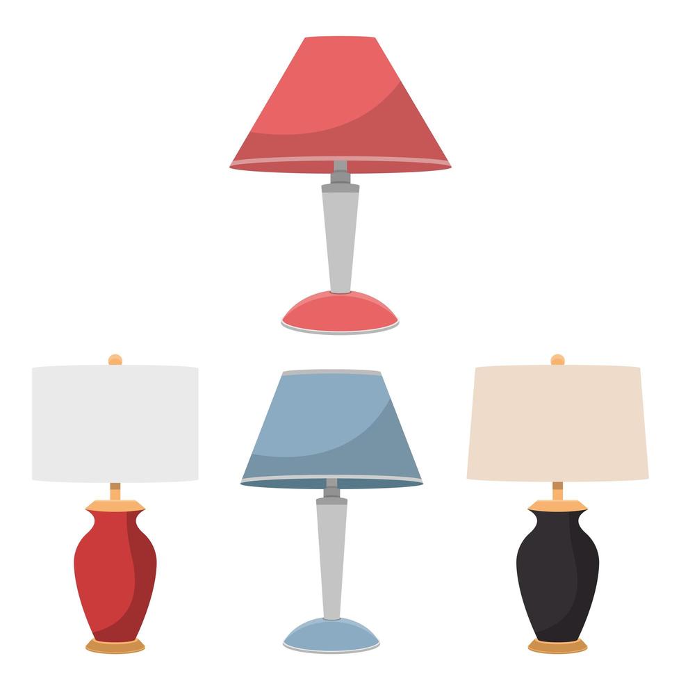 Ilustración de diseño de vector de lámpara de mesa aislada sobre fondo blanco