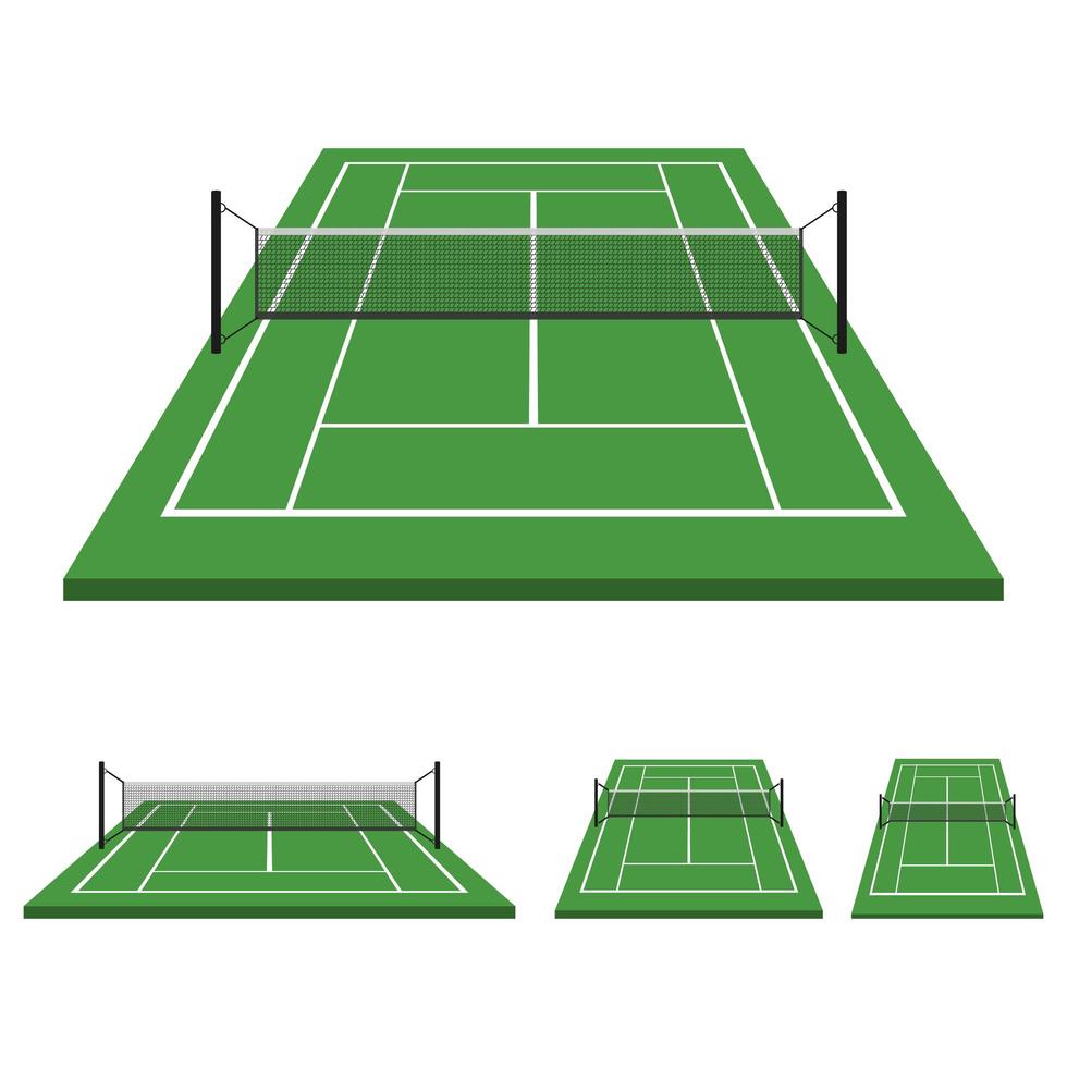 Ilustración de diseño de vector de campo de tenis aislado sobre fondo blanco