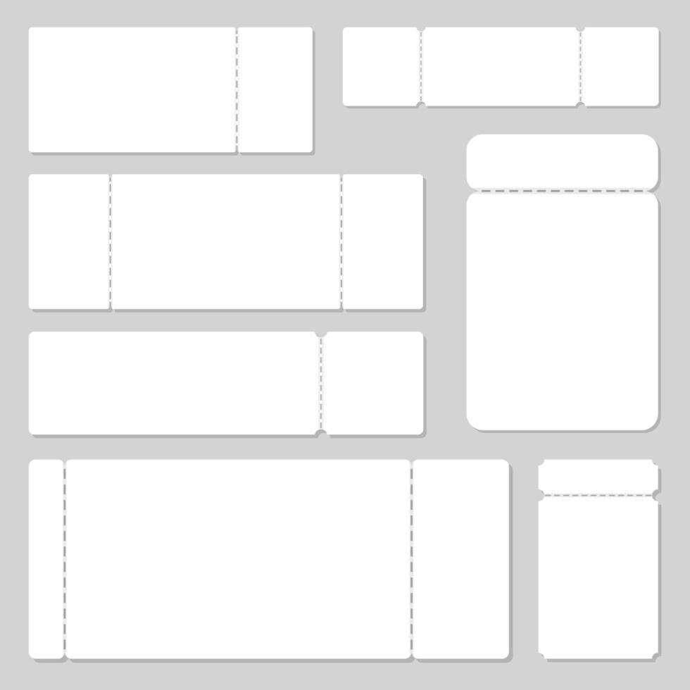 Empty ticket template vector design illustration isolated on grey background