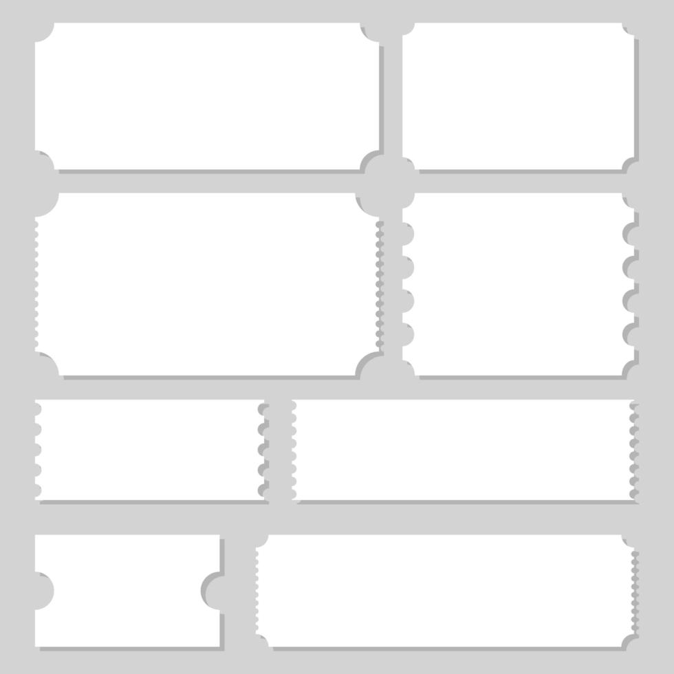 Empty ticket template vector design illustration isolated on grey background