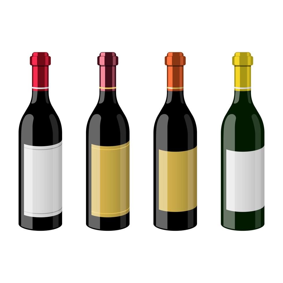 Botella de vino ilustración de diseño vectorial aislado sobre fondo blanco. vector