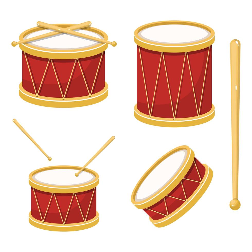 Ilustración de diseño de vector de tambor elegante aislado sobre fondo blanco