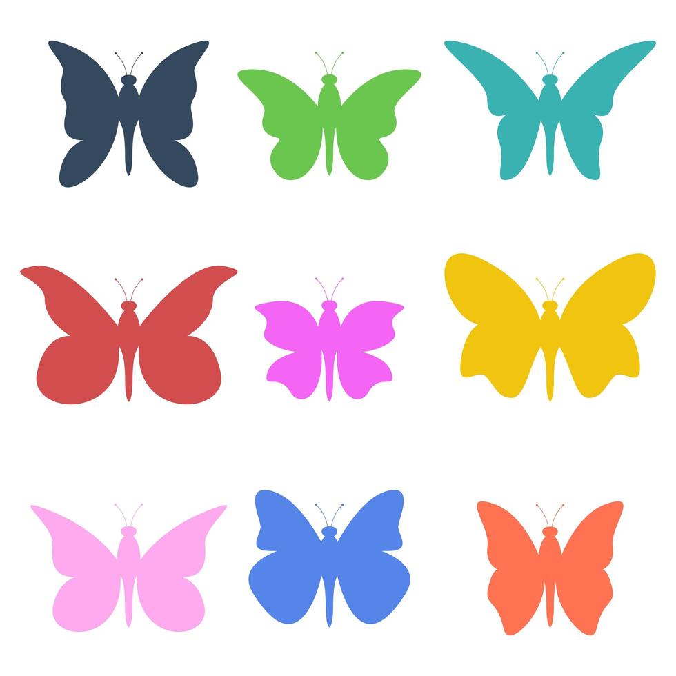 Ilustración de diseño de vector de conjunto de mariposa aislado sobre fondo blanco