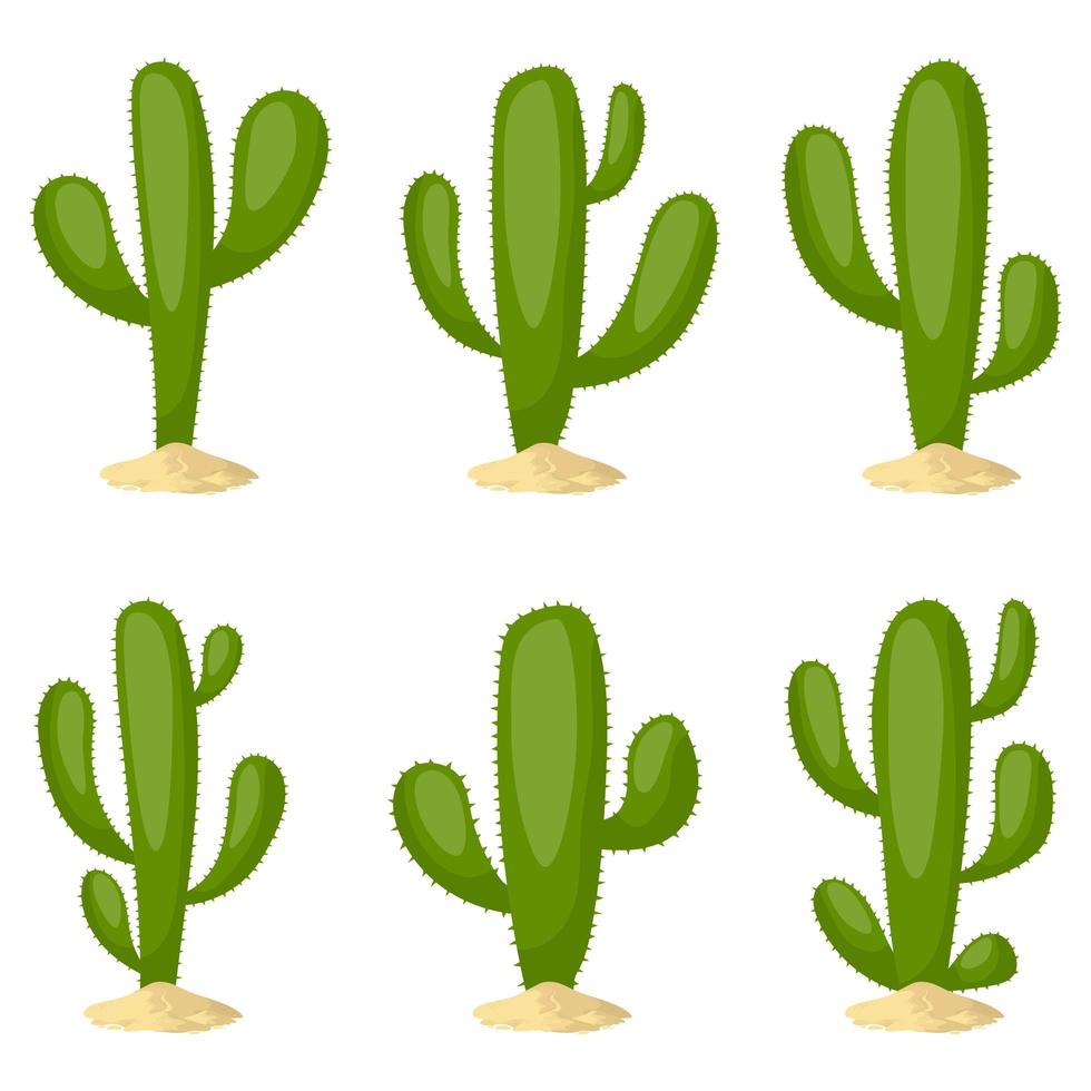 Cactus set vector design illustration isolated on white background