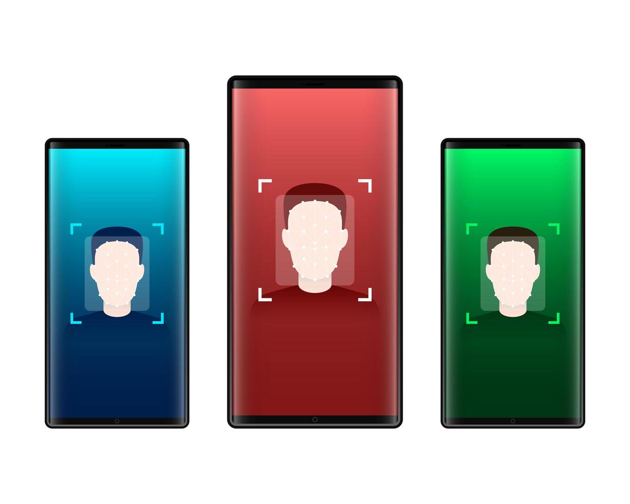 Face verification unlock vector design illustration isolated on white background