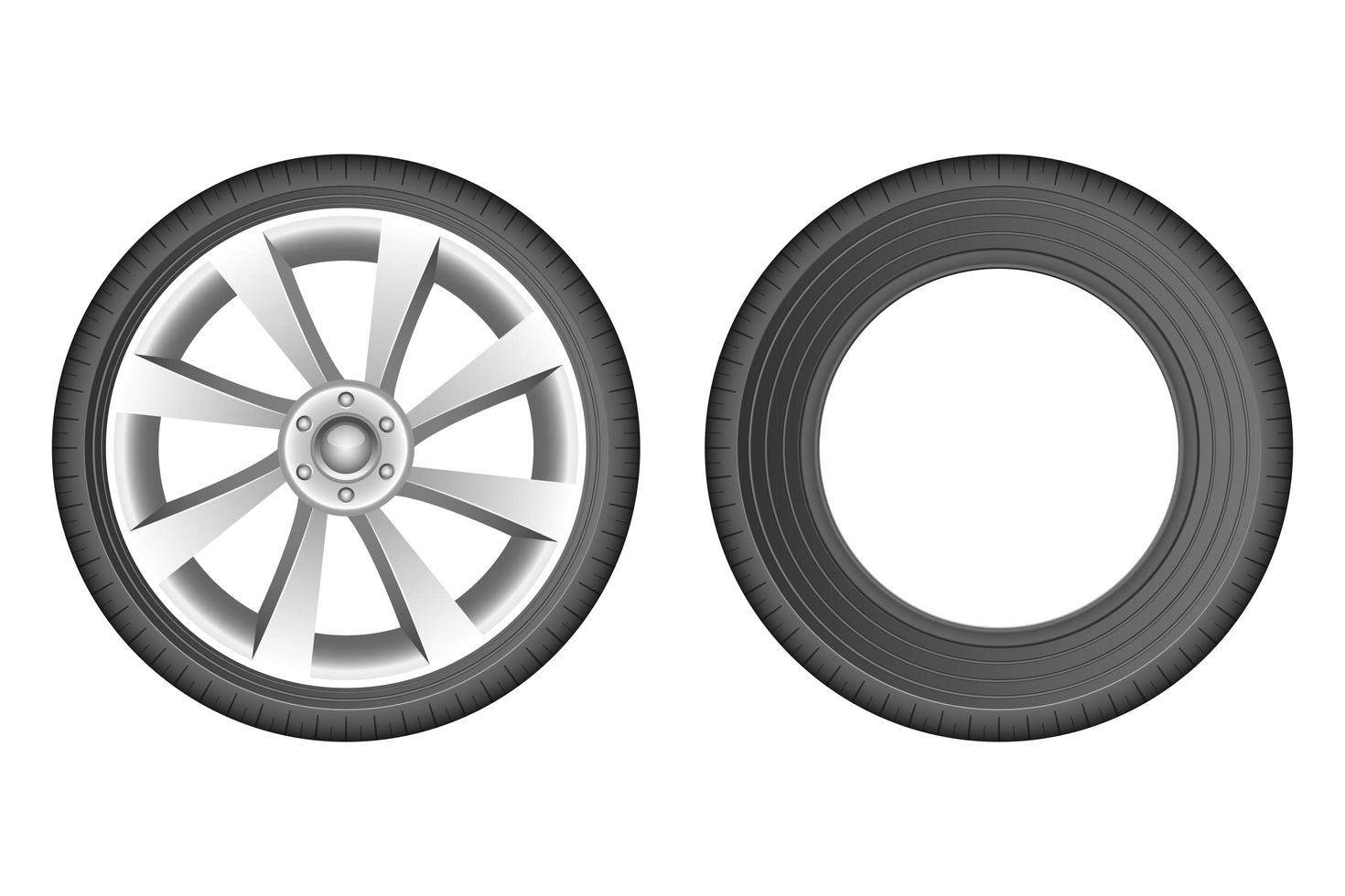 Ilustración de diseño de vector de neumático de coche aislado sobre fondo blanco