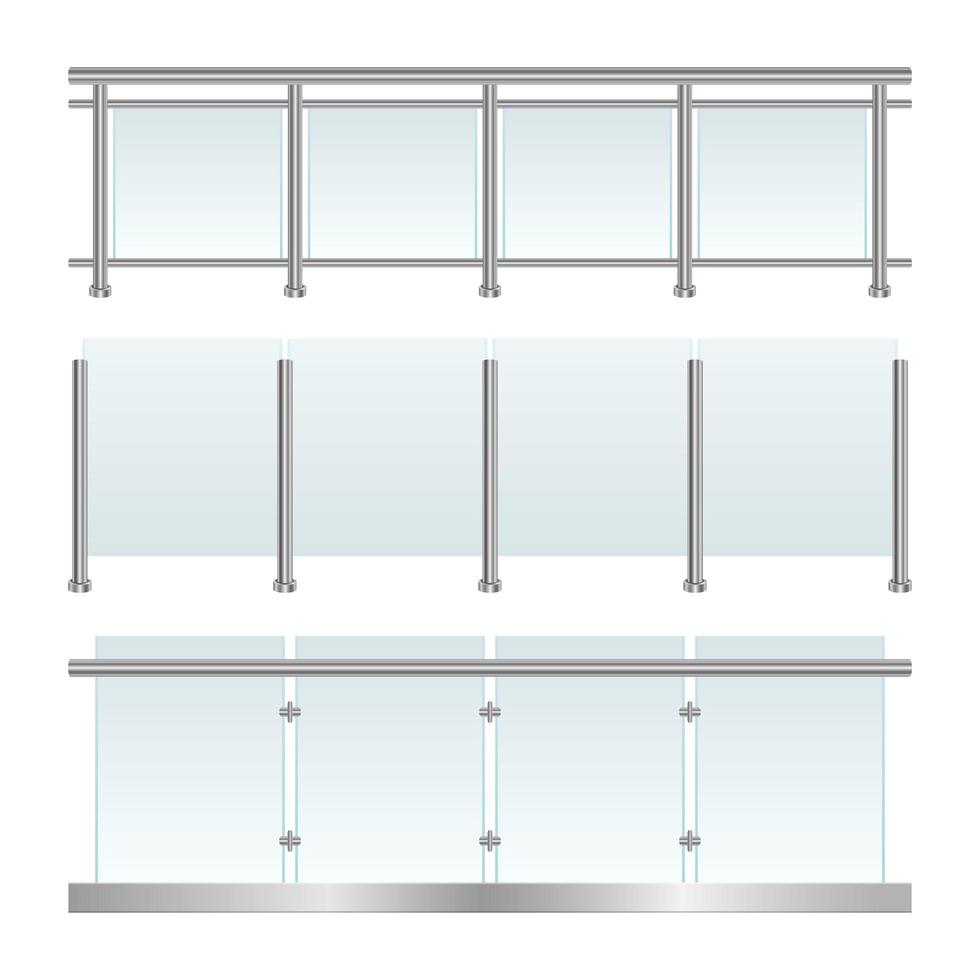 Glass railing set vector design illustration isolated on white background
