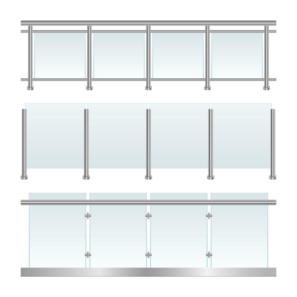 Ilustración de diseño vectorial de barandilla de vidrio aislado sobre fondo blanco vector