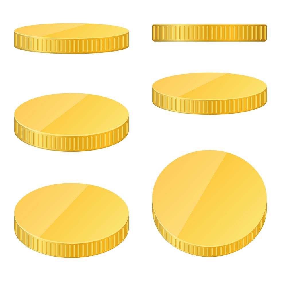 Ilustración de diseño de vector de monedas de oro aislado sobre fondo blanco