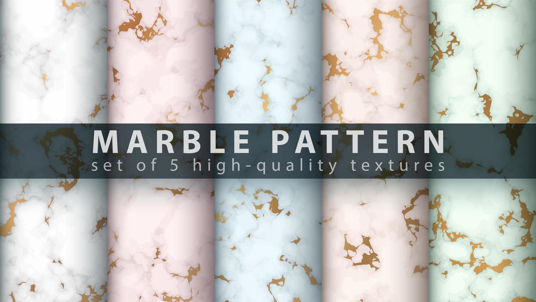 Marble texture pattern background set vector