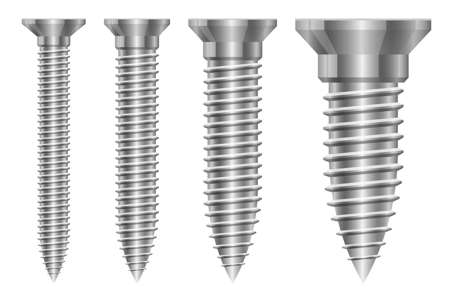 Ilustración de diseño de vector de conjunto de perno de tornillo aislado sobre fondo blanco