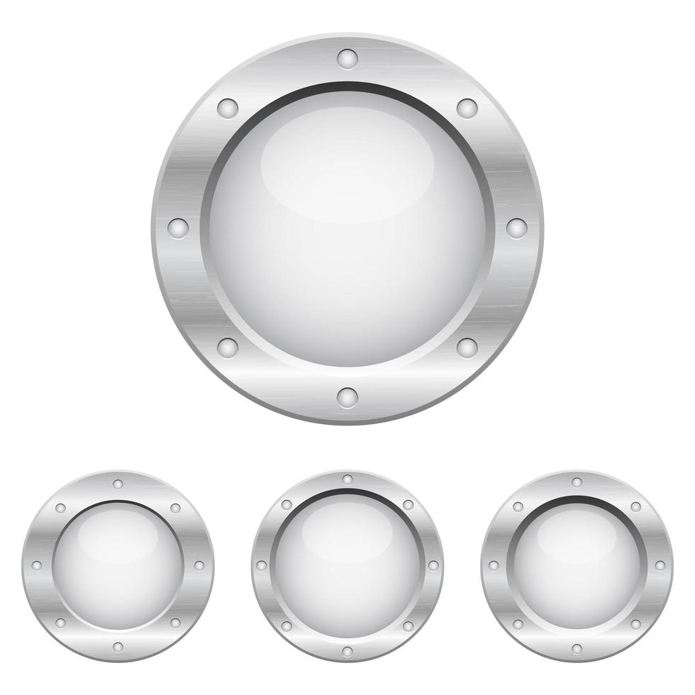 Metallic porthole set vector design illustration isolated on white background