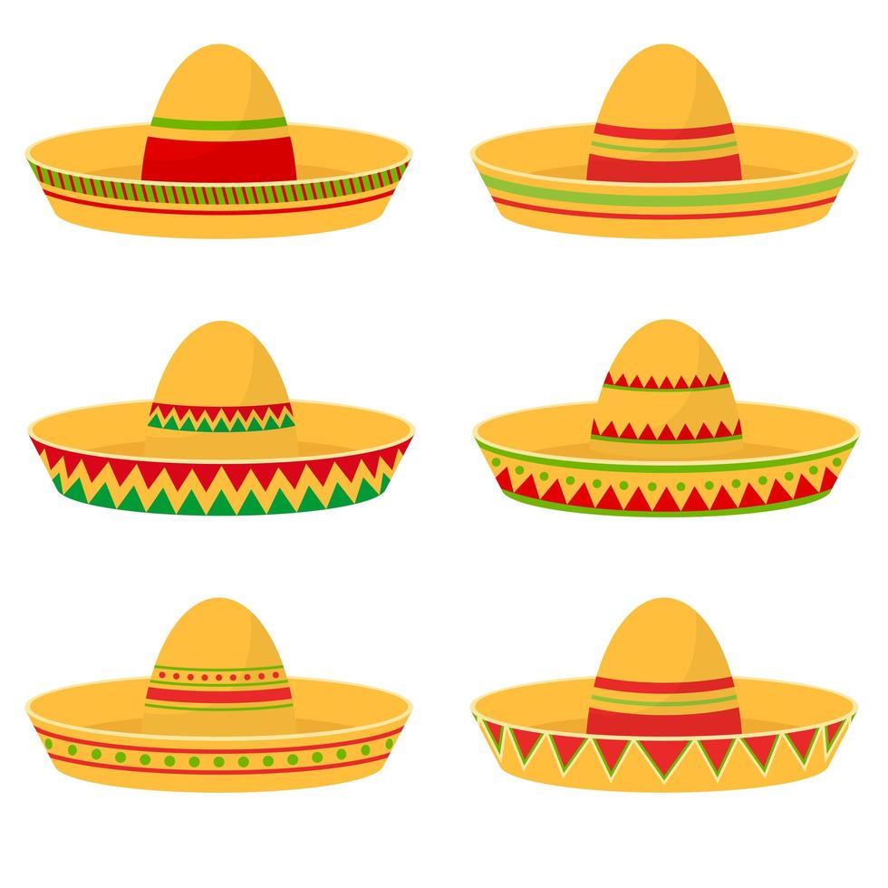 Mexican hat set vector design illustration isolated on white background