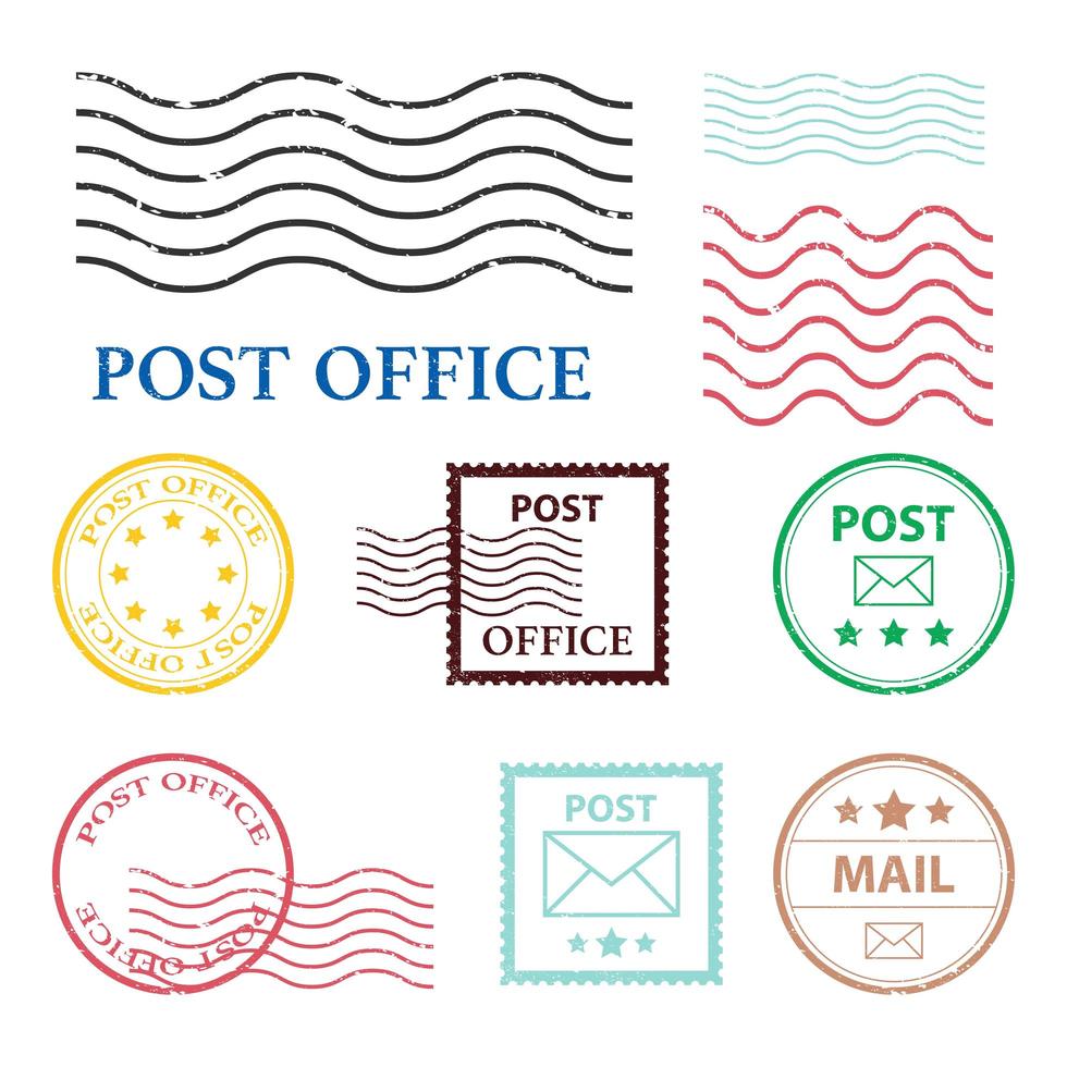 Postage stamps for postcard Royalty Free Vector Image