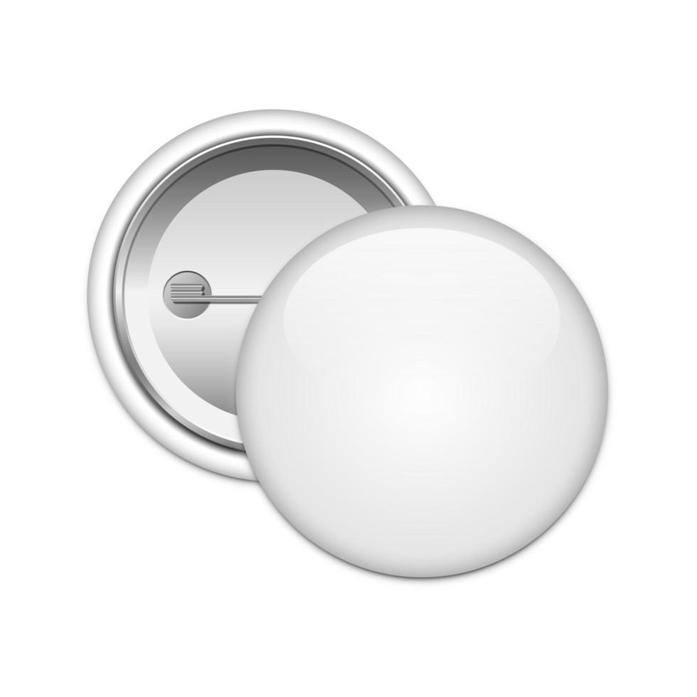 White Blank Badge Button Pin Button Isolated Vector Template