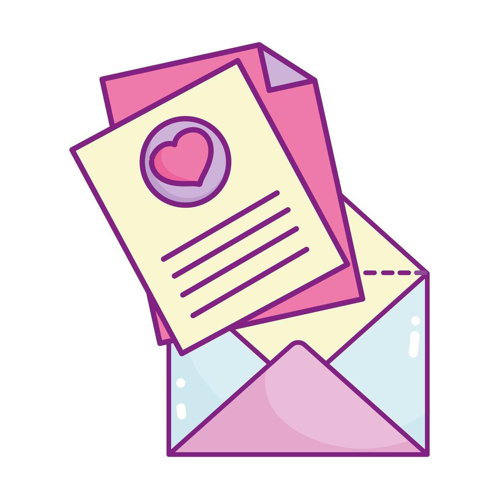 happy valentines day, message letter envelope romantic celebration vector